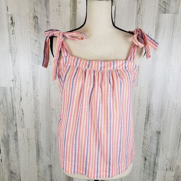 Gap Tie Strap Striped Top Sz M - Picture 3 of 8